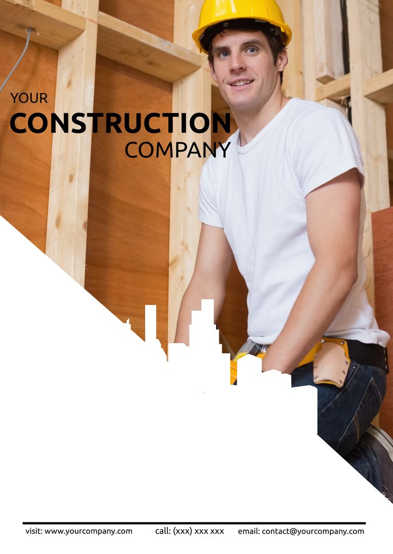 Smiling Construction Worker Wearing Hard Hat Providing Reliable Building Services - Download Free Stock Templates Pikwizard.com