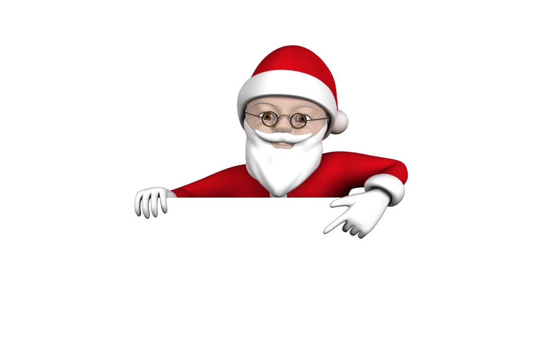 Santa Claus Pointing on Transparent Background for Festive Use