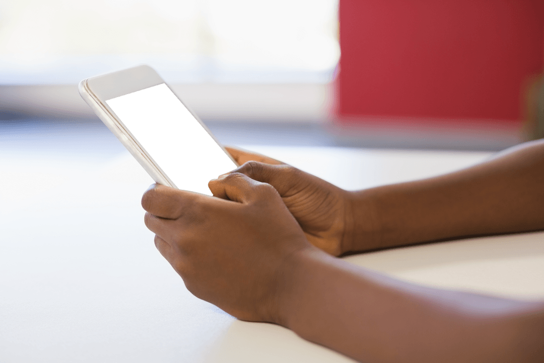 Transparent Black Screen Tablet in Hands Enhanced Focus