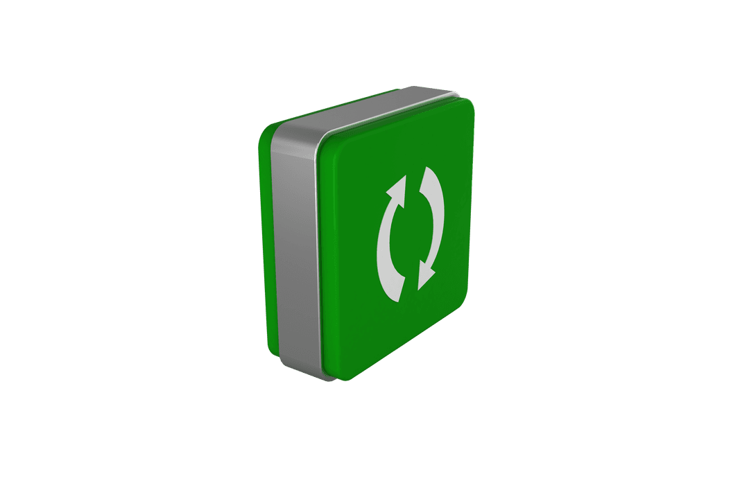 Transparent Green Vector Brick with Rotating Arrows Icon Design