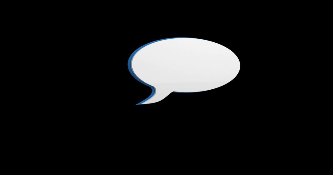 White Message Bubble Icon on Black Background