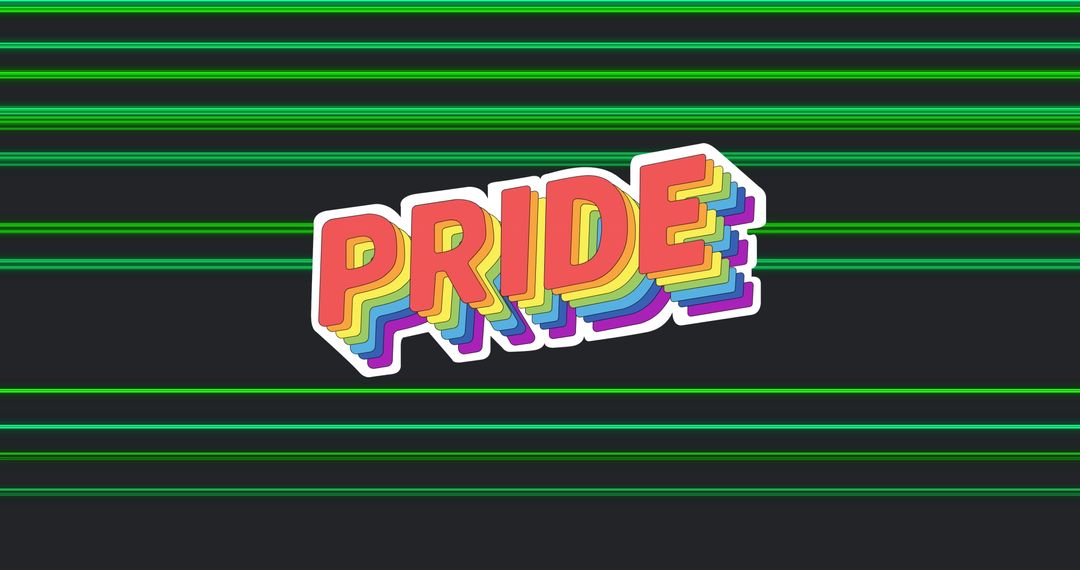 Vibrant Pride Text with Rainbow Effect on Black Background