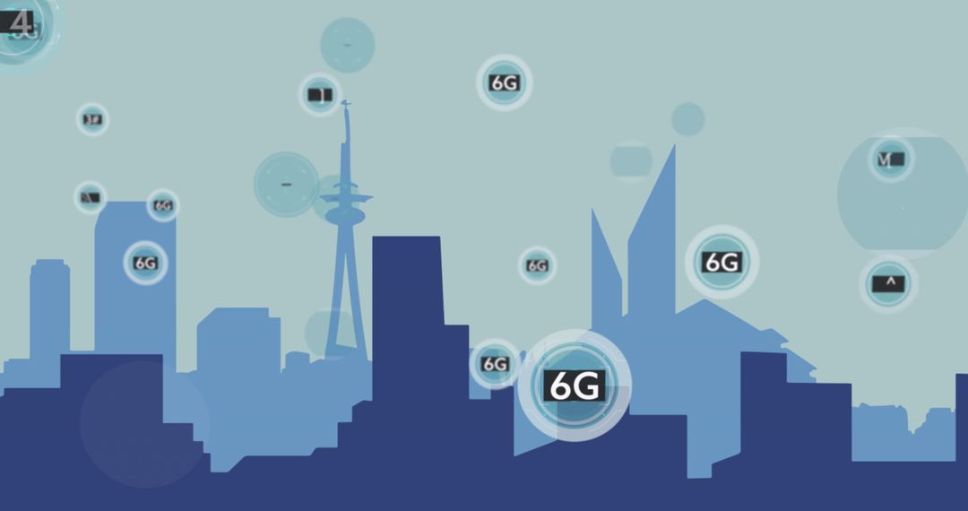 Futuristic City Silhouette Highlighting 6G Network Advancements