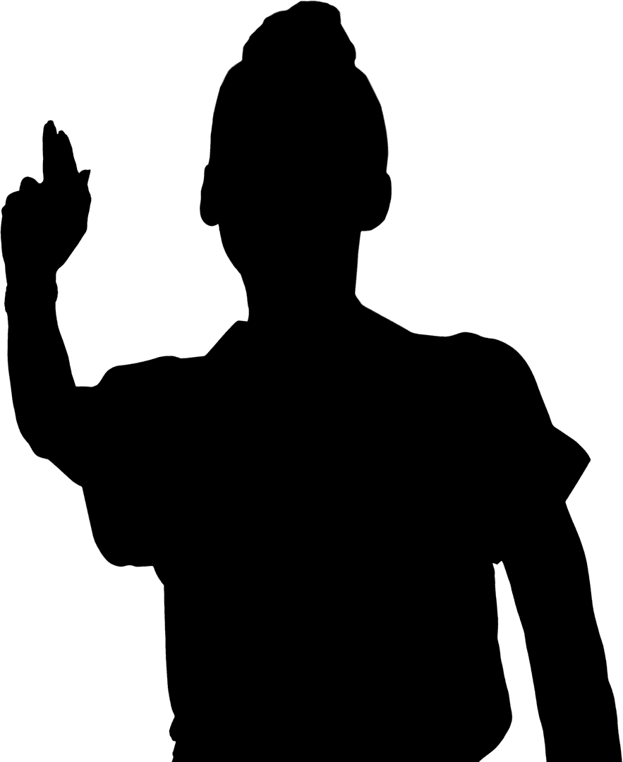 Woman Silhouette Pointing on Transparent Background