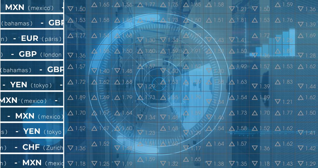 Global Financial Digital Data Interface on Blue Background