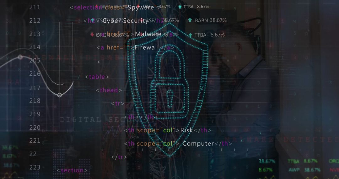 Cyber Security Overlay with IT Engineer and Digital Code Locks