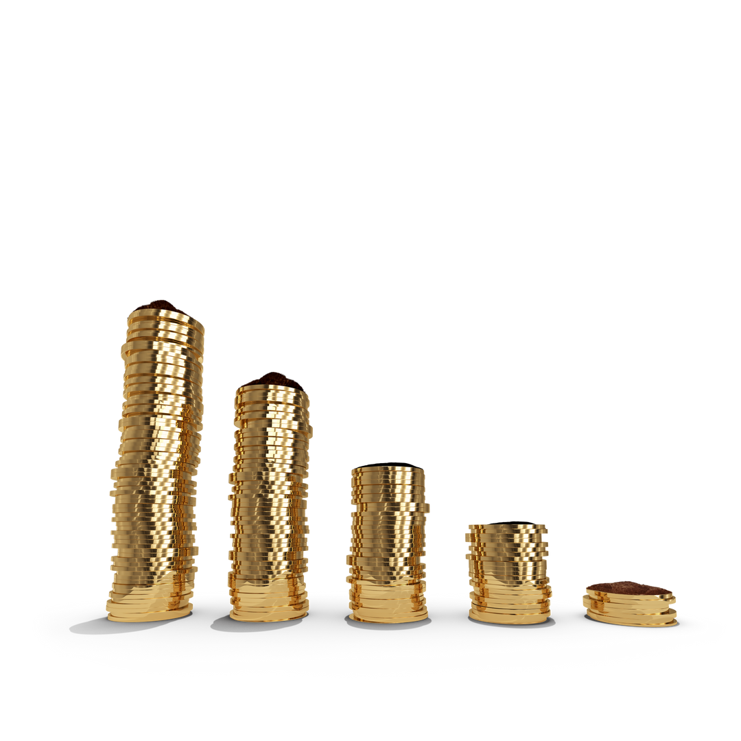 Transparent Gold Coin Stacks in Order of Decreasing Height - Download Free Stock Images Pikwizard.com