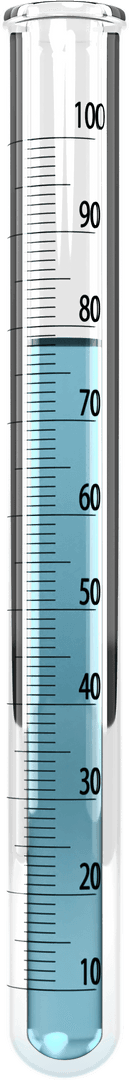Transparent Measuring Cylinder Filled with Blue Chemical Solution