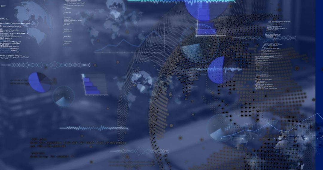 Futuristic Digital Data Interface Overlaying Blurred Background