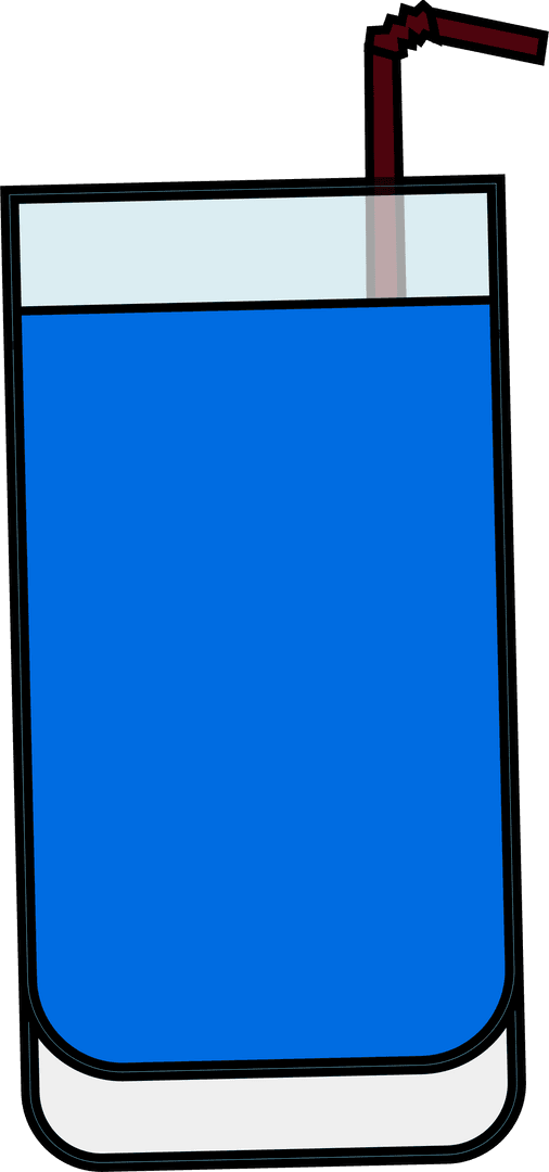 Blue Refreshing Beverage with Straw on Transparent Background