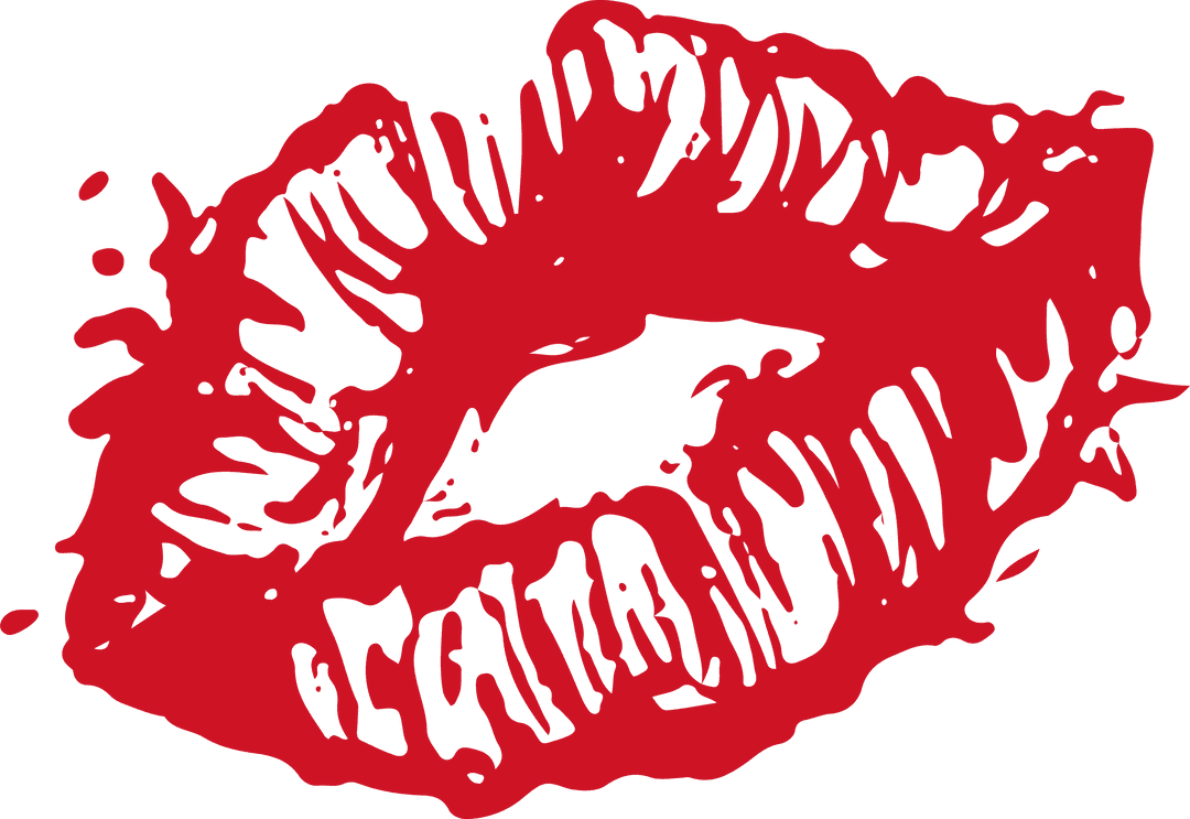 Bold Red Lipstick Kiss Imprint on Transparent Background