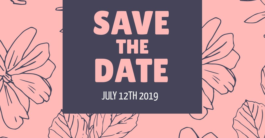 Save the Date Floral Announcement in Pink and Gray Theme