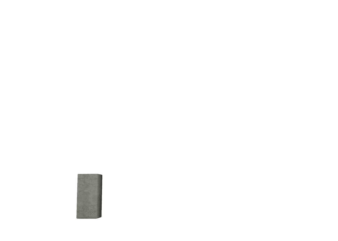 Transparent Solid Gray Cement Block on White Background
