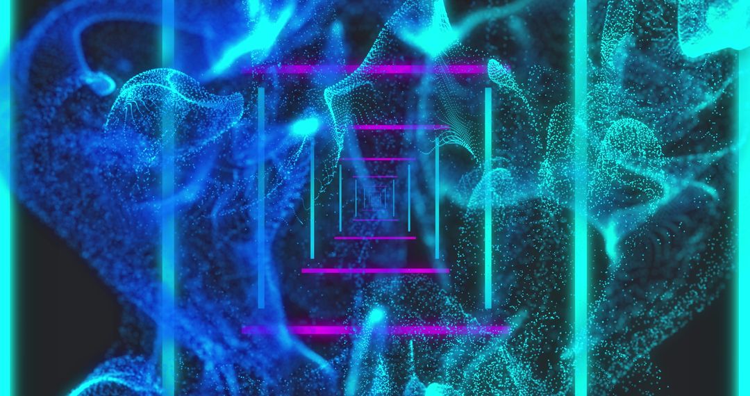 Abstract Neon Liquid Font Lighting with Particle Accents