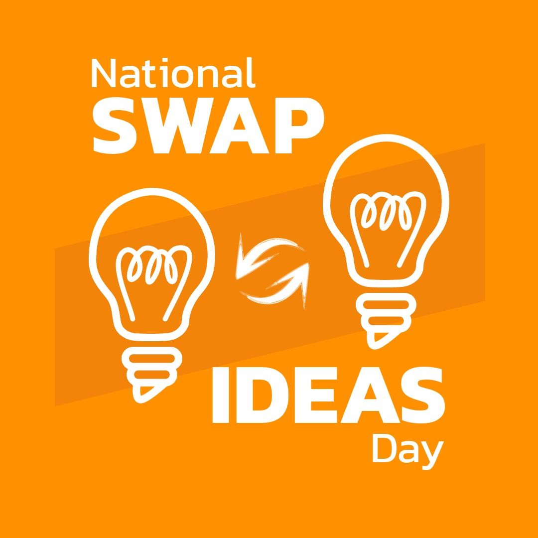 National Swap Ideas Day Concept with Light Bulbs and Arrows on Yellow Background - Download Free Stock Templates Pikwizard.com