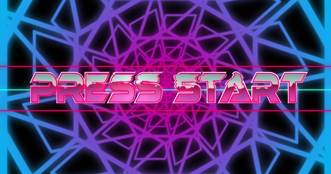 Trendy 'Press Start' with Neon Geometric Patterns