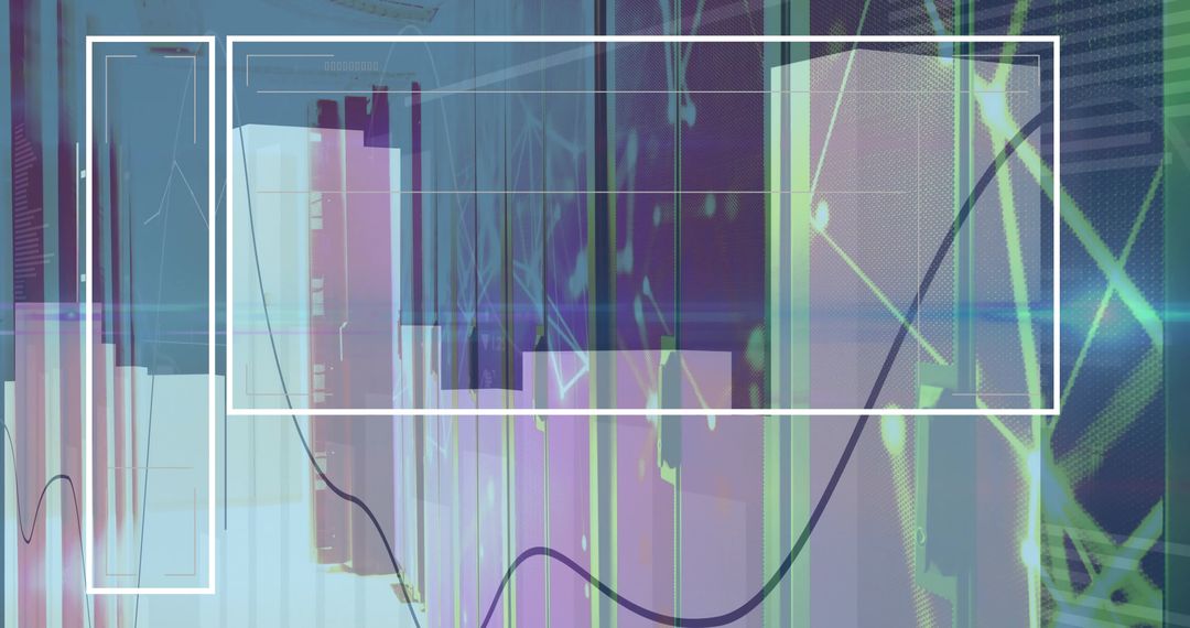 Futuristic Digital Data Visualization with Transparent Graphs and Nodes