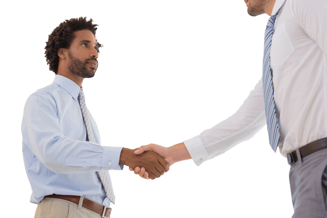 Transparent Business Professionals Handshake on White Background