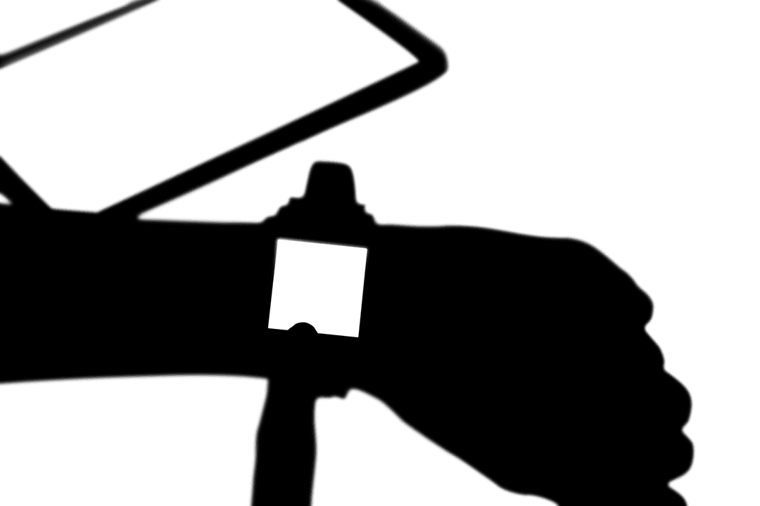 Transparent Silhouette Hand with Smartwatch Using Tablet