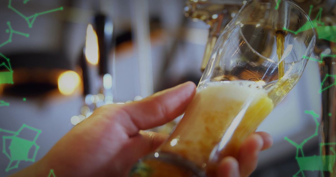 Filling Pint Glass from Beer Tap in Rustic Bar Ambiance