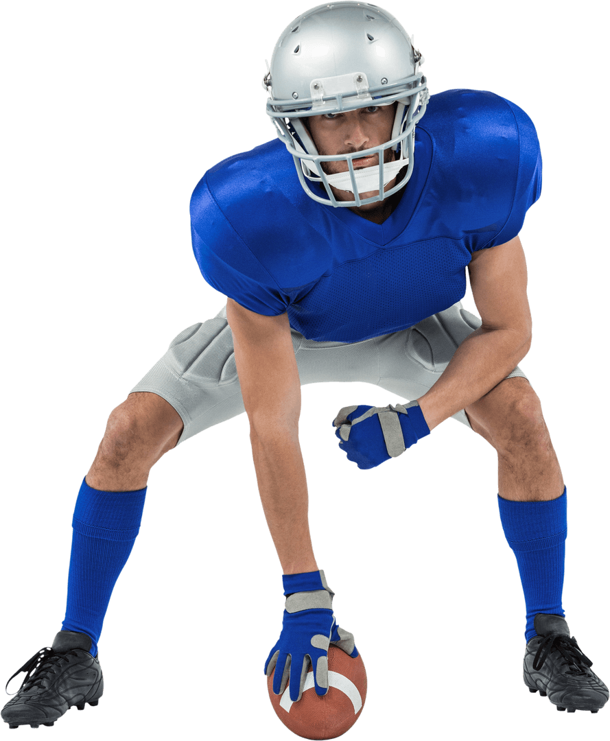 Transparent American Football Player in Action Stance