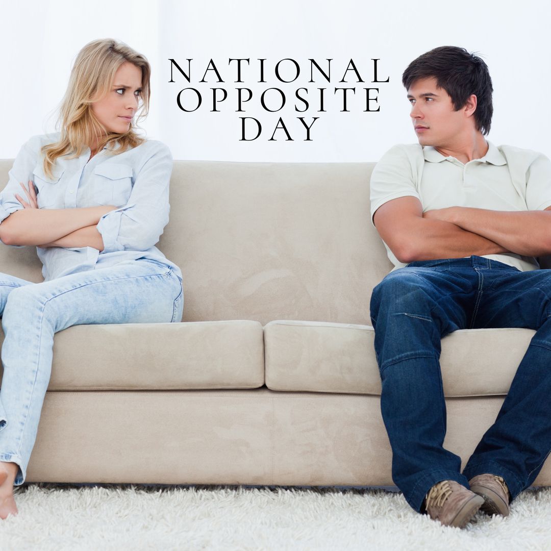 Couple Embracing Opposites with National Opposite Day Theme