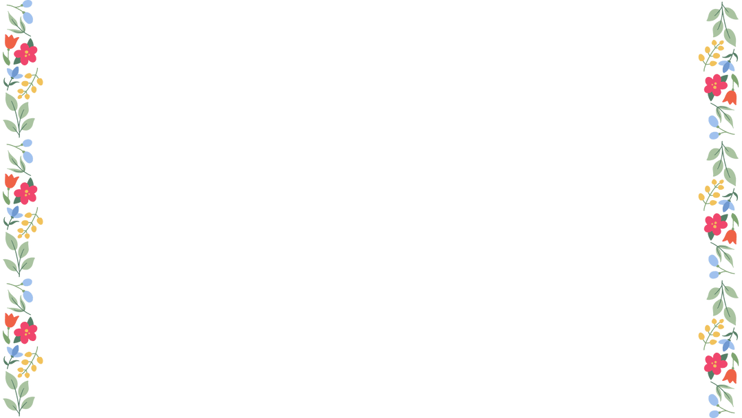 Floral Border with Red and Blue Flowers on Transparent Background