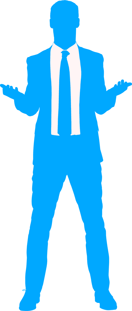 Transparent Businessman Silhouette with Open Hands