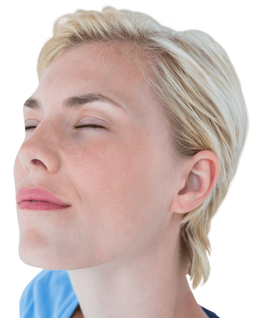 Transparent Close-up of Woman Relaxing with Eyes Closed
