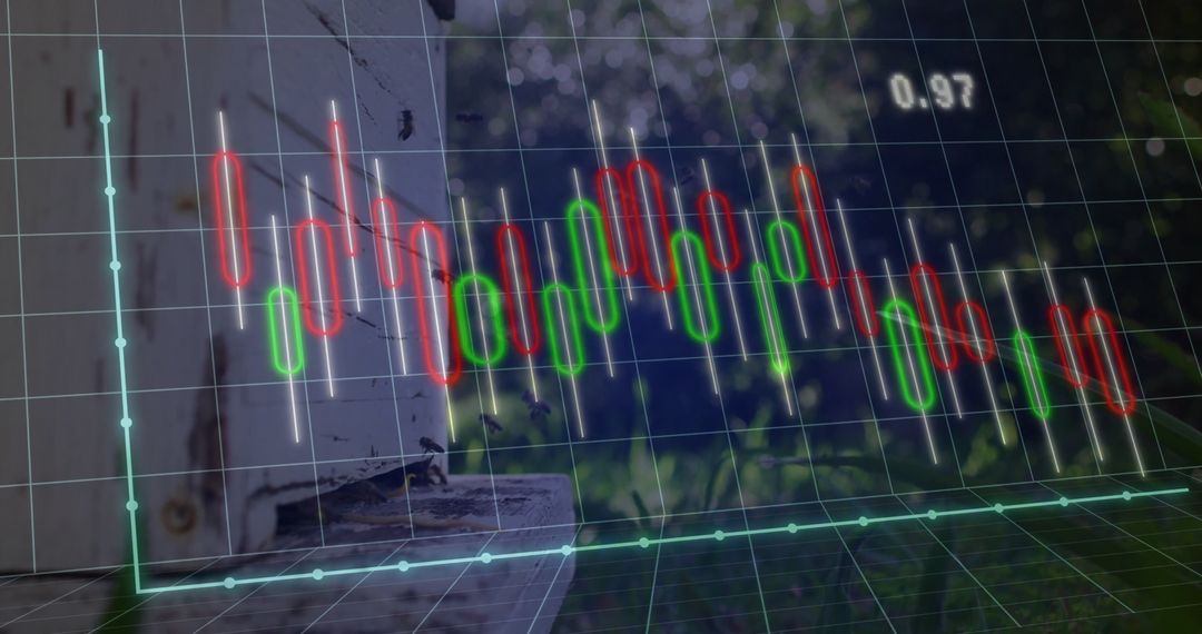 Candlestick Chart Overlay in Natural Outdoor Setting