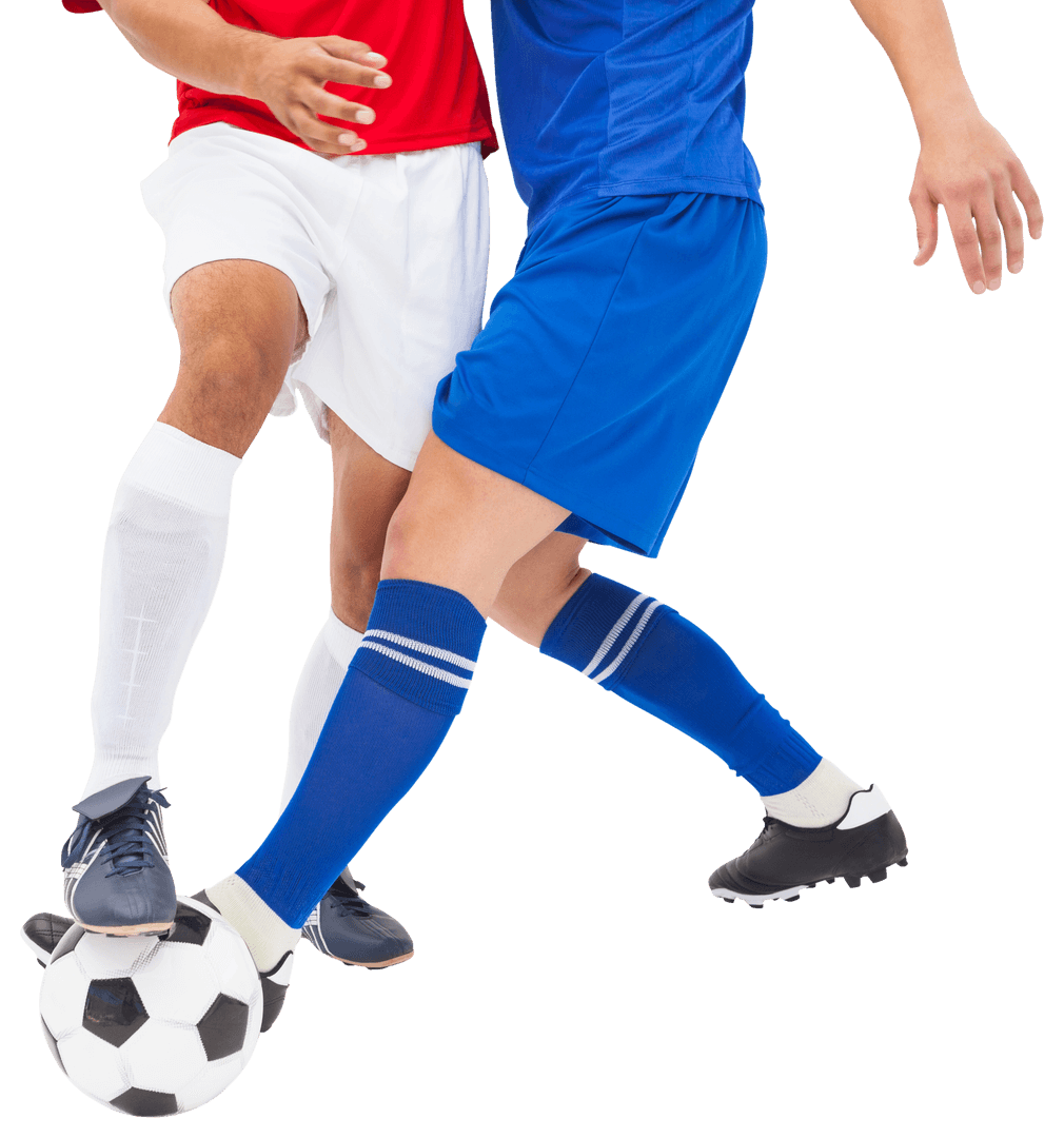 Transparent Soccer Players Fighting for Possession of Ball