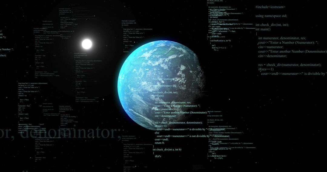 Planet Earth with Floating Code in Futuristic Space Scene