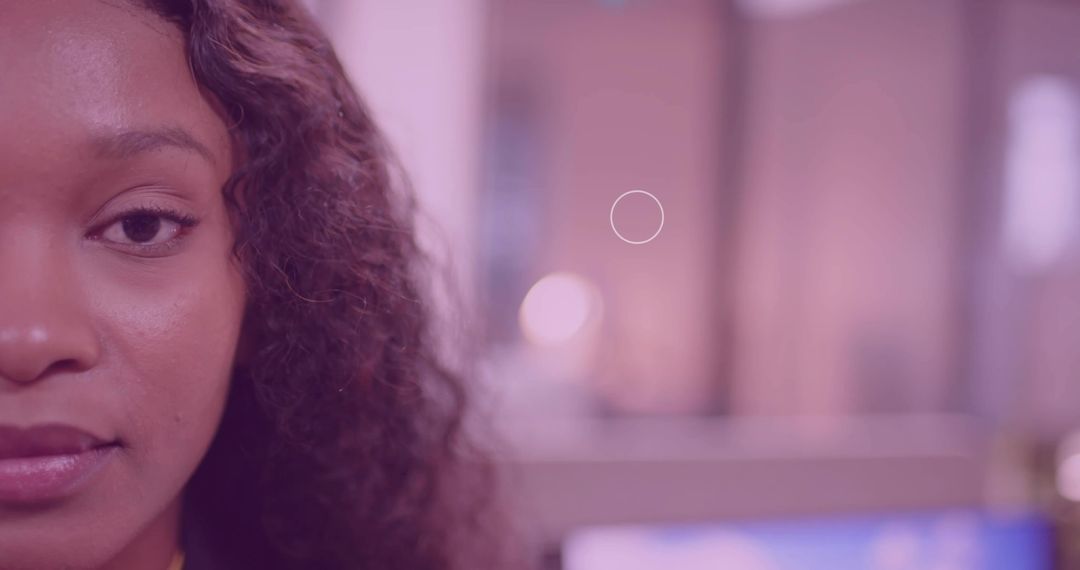 Elegant Woman in Soft Focus Workspace with Copy Space