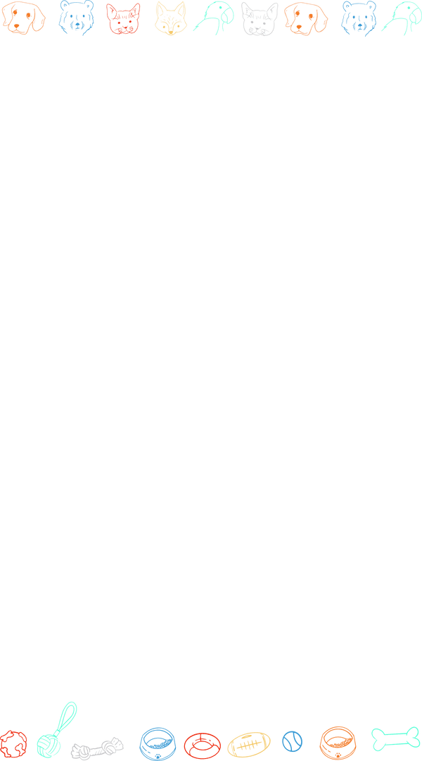 Colorful Pet Faces and Sports Icons on Transparent Background