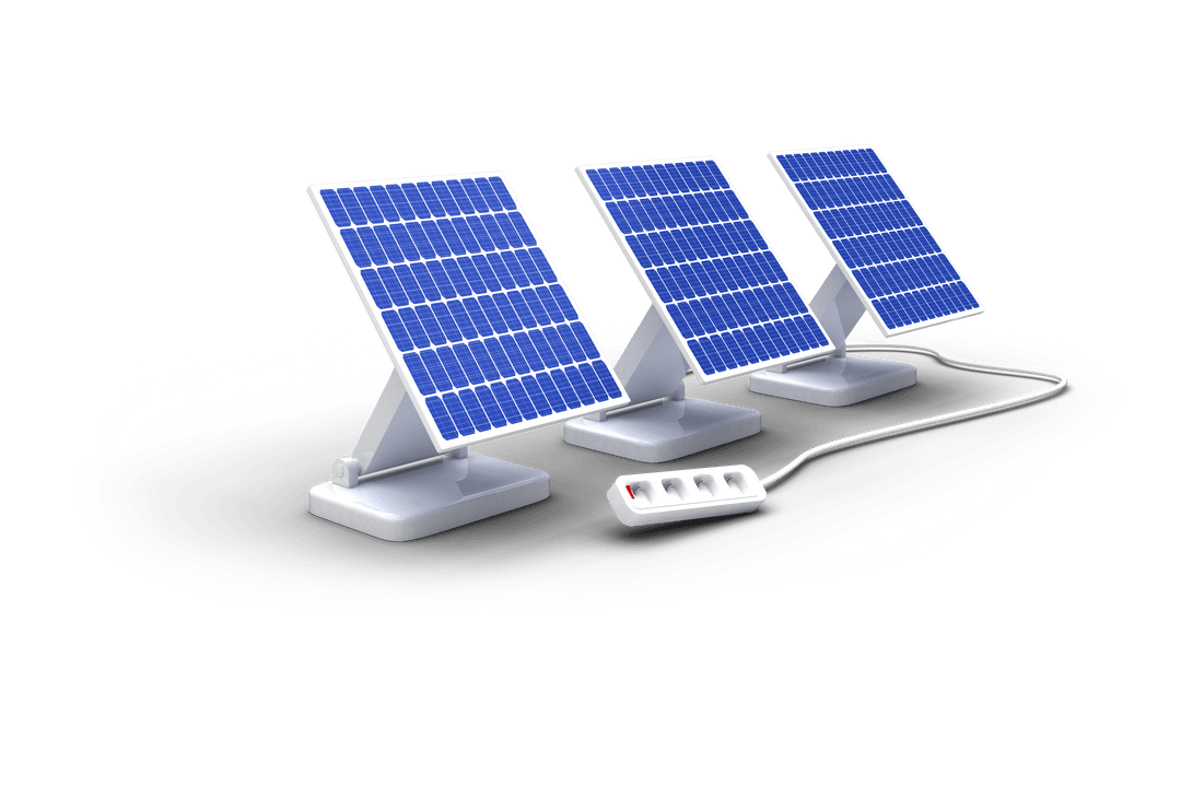 3D Transparent Solar Panel Setup with Power Cable