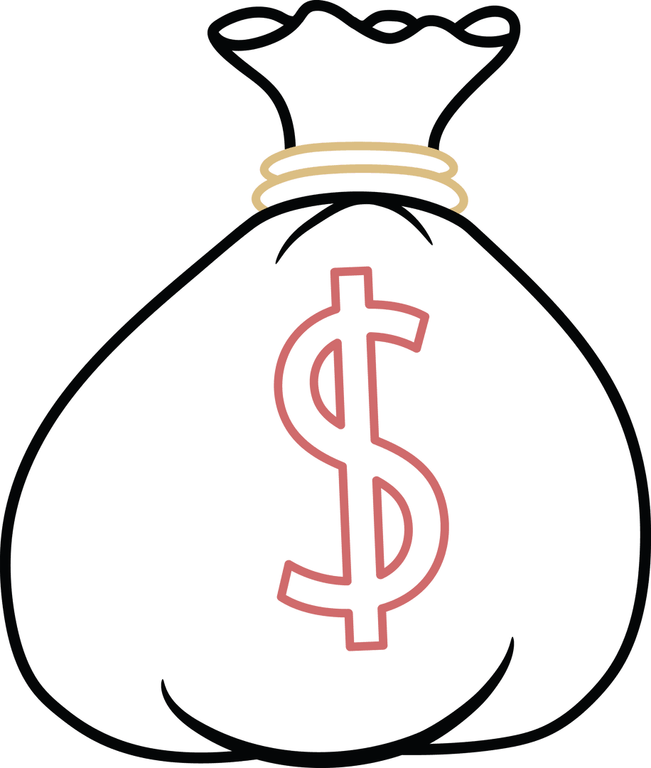 Transparent Money Bag Icon with Dollar Symbol Illustrations