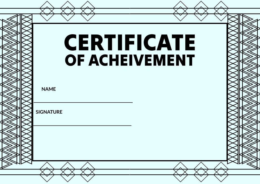 Certificate Template with Decorative Border for Achievement - Download Free Stock Templates Pikwizard.com