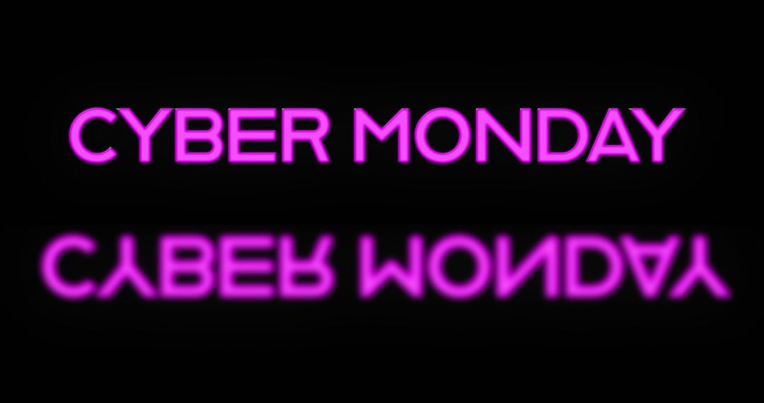 Purple Cyber Monday Text with Reflection on Black