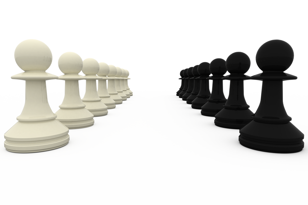 Fierce Pawn Battle: White and Black Chess Pieces on Transparent Background - Download Free Stock Images Pikwizard.com