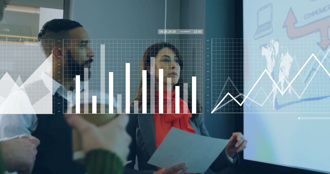 Diverse Business Team Analyzing Interactive Data Presentation