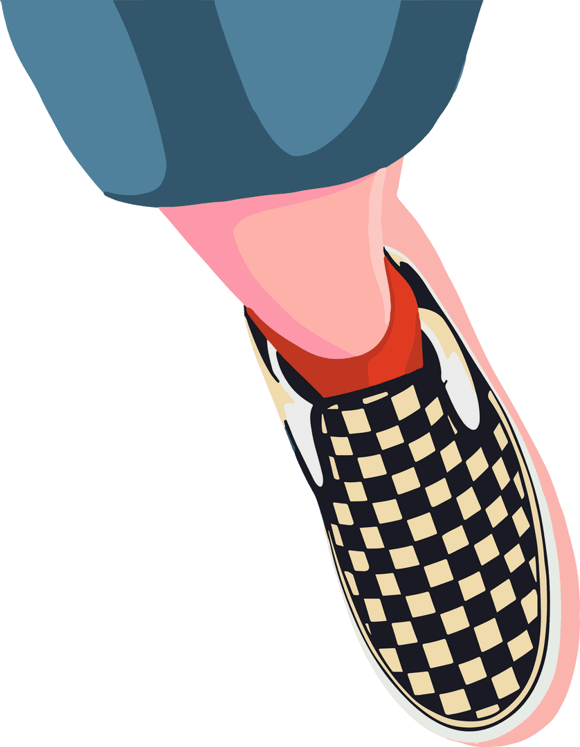 Stylish Checkerboard Slip-On Footwear on Transparent Background