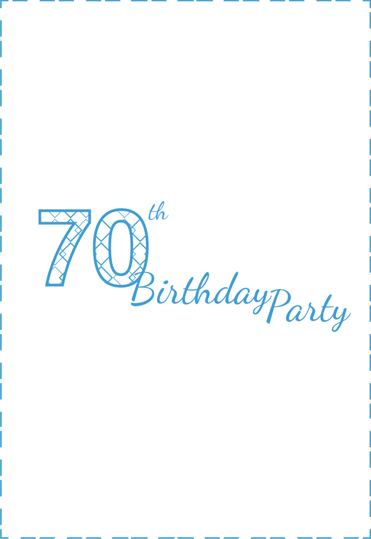 70th Birthday Party Invitation Card on Transparent Background