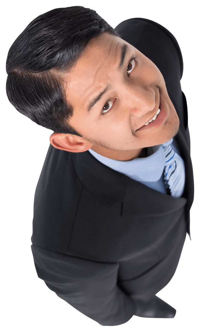 Professional Businessman Smiling Upwards Transparent Background