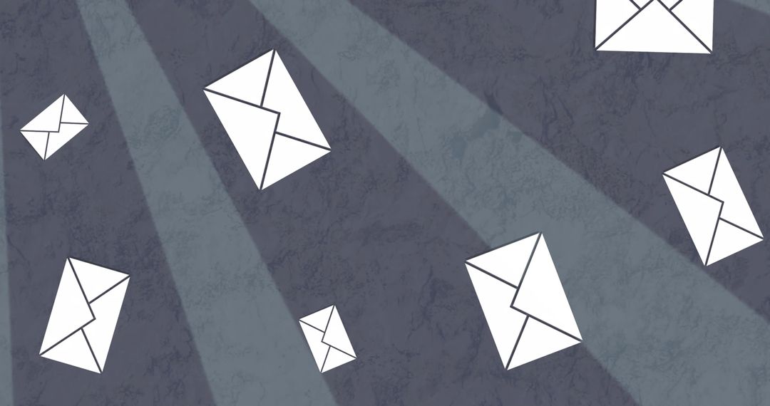 Falling Envelope Icons on Bright Grey Stripes Background