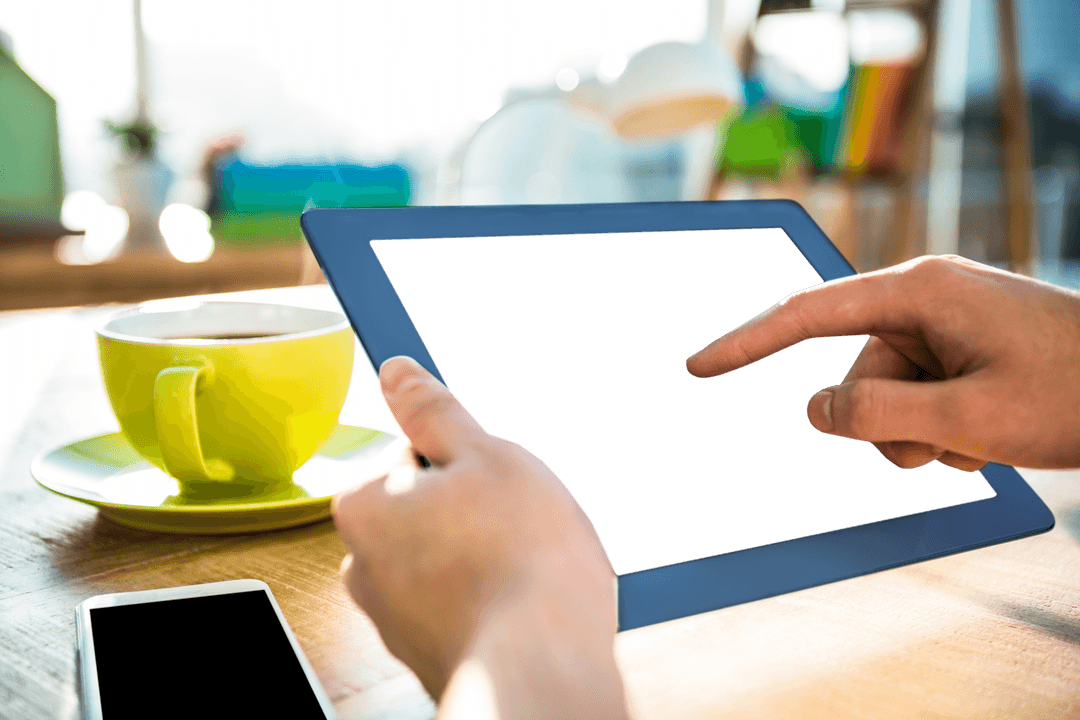 Digital Workplace with Transparent Tablet Screen for Business