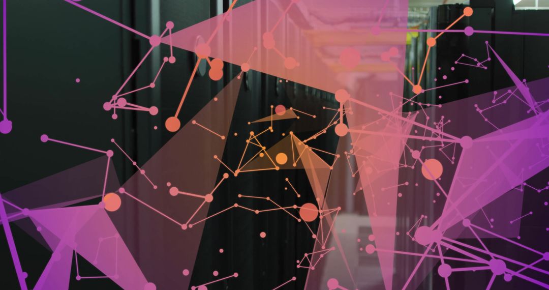 Digital Connections Abstract Overlay on Server Room Background
