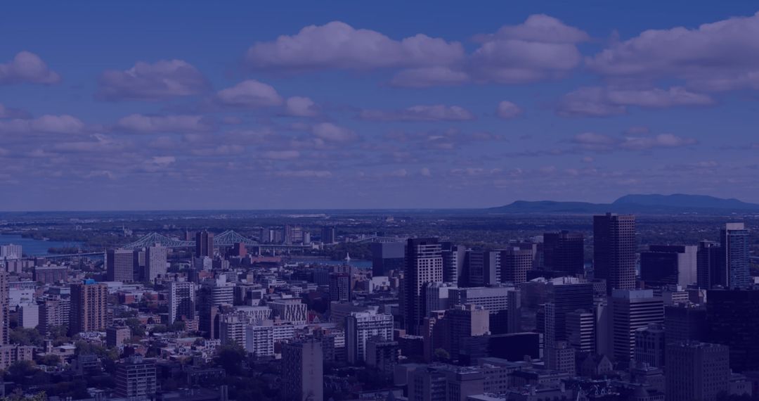 Cityscape with Data Processing Overlay and Digital Interface