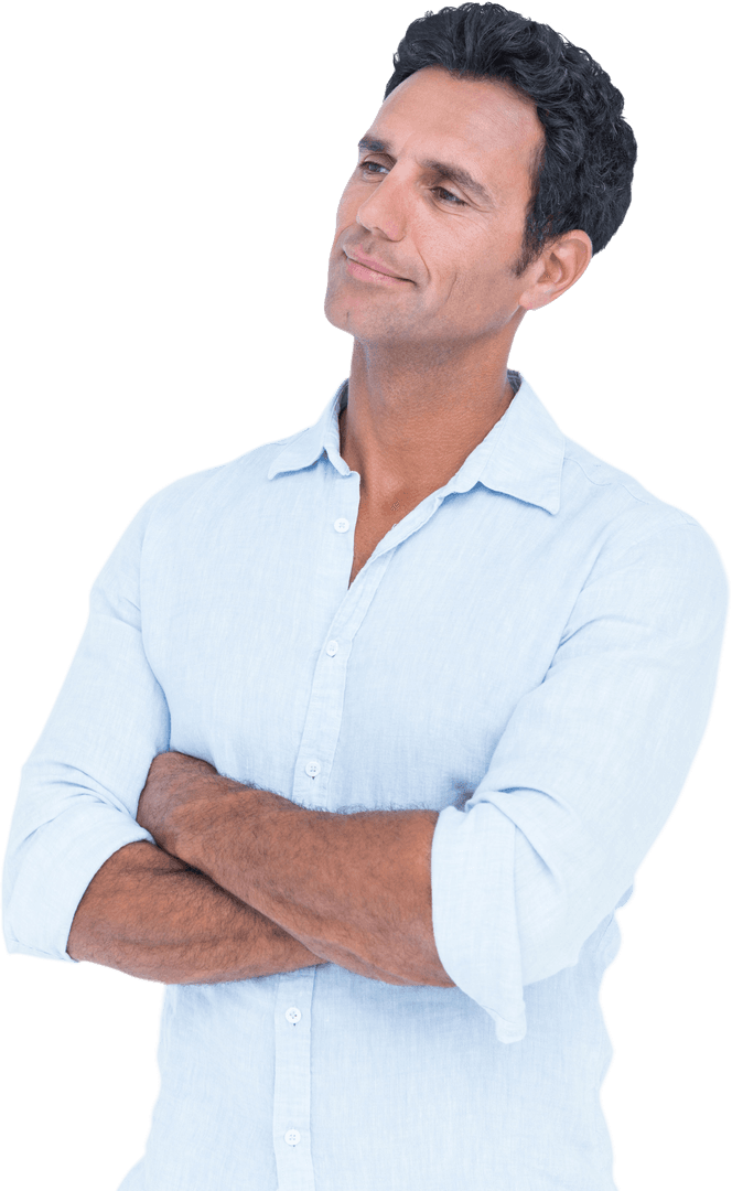 Confident Man Standing with Arms Crossed on a Transparent Background
