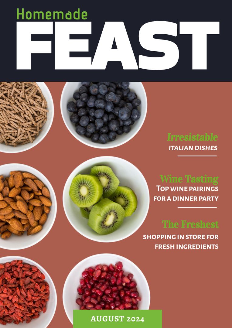 Magazine Cover Highlighting Fresh Ingredients for Homemade Feast - Download Free Stock Templates Pikwizard.com