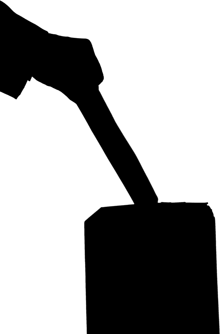 Silhouette of Hand Holding Shovel on Transparent Spotlight